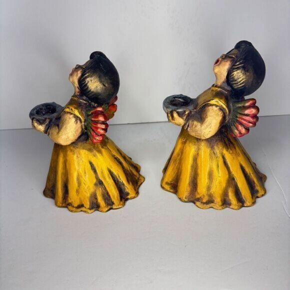 Vintage Italian Angel Figurines by Thun Bozen Hand-Painted Candle Holders MCM - Picture 8 of 12